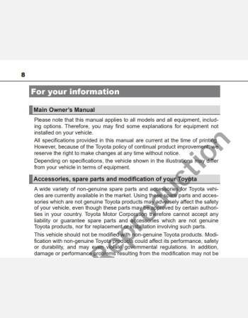 toyota kluger 2017 2018 2019 & 2020 owners manual